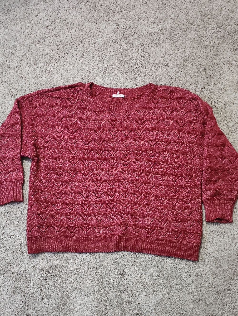 Maurices Maroon Cable Knit Crewneck Sweater